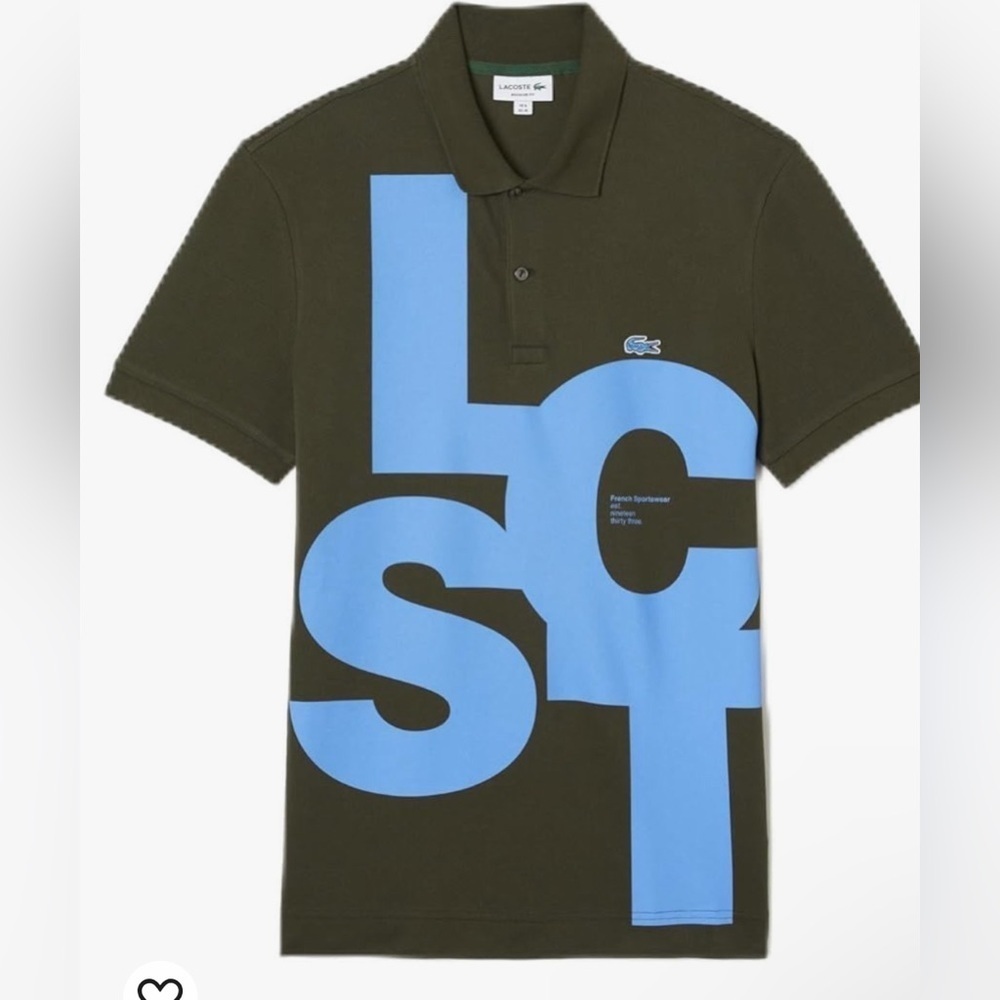 Lacoste Men's Size 4XL Short Sleeve Bold Letters Graphic Polo Shirt in Green